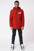 Оптом Куртка мужская удлиненная с капюшоном красного цвета 88661Kr в Екатеринбурге, фото 3