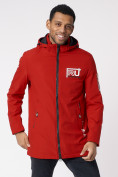Оптом Куртка мужская удлиненная с капюшоном красного цвета 88661Kr в Екатеринбурге