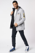 Оптом Куртка мужская удлиненная с капюшоном светло-серого цвета 88661SS в Казани, фото 4