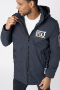 Оптом Куртка мужская удлиненная с капюшоном темно-серого цвета 88661TC в Казани