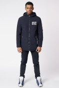 Оптом Куртка мужская удлиненная с капюшоном темно-синего цвета 88661TS в Екатеринбурге, фото 2