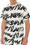 Оптом Костюм штаны и футболка с надписями белого цвета 9177Bl в Казани, фото 7