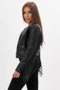Оптом Короткая кожаная куртка женская черного цвета 95Ch в Казани, фото 2