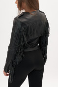 Оптом Короткая кожаная куртка женская черного цвета 95Ch в Казани, фото 8