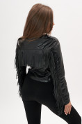 Оптом Короткая кожаная куртка женская черного цвета 95ECh в Казани, фото 2