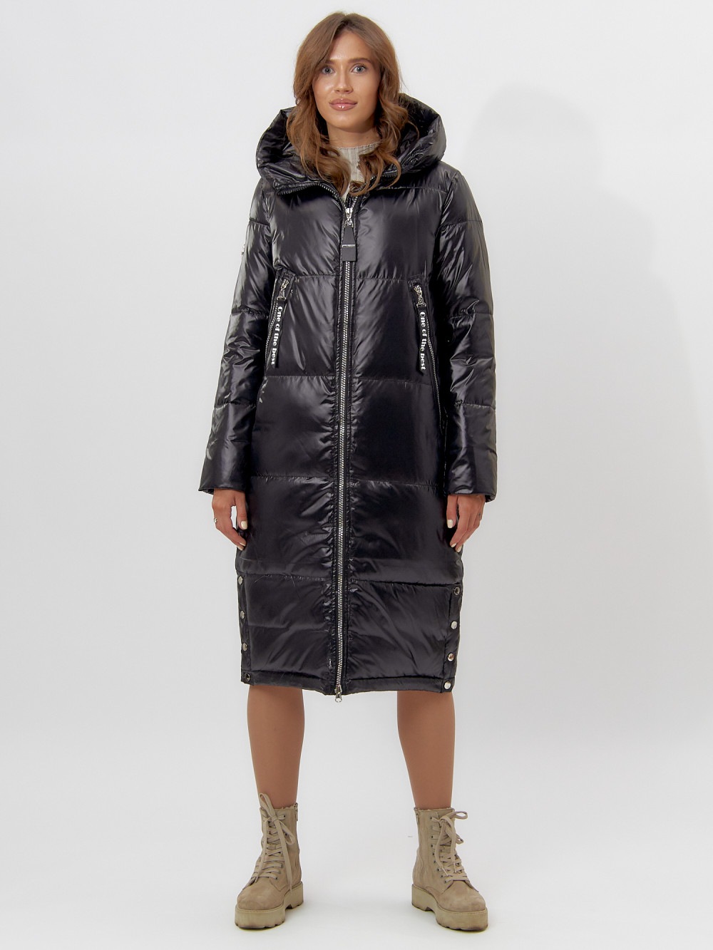 Купить оптом Пальто утепленное женское зимние черного цвета 11816Ch в Екатеринбурге