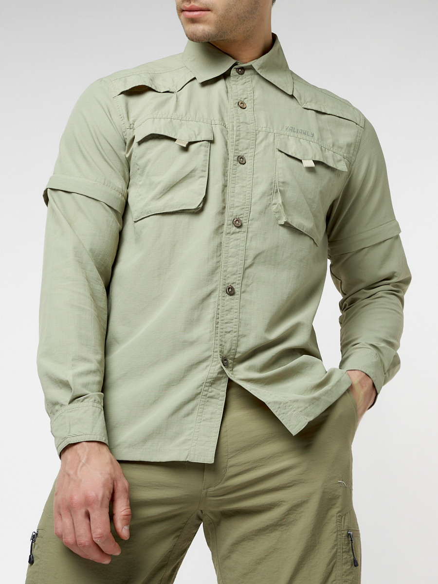 Купить оптом Рубашка классическая мужская бежевого цвета 12003B в Екатеринбурге