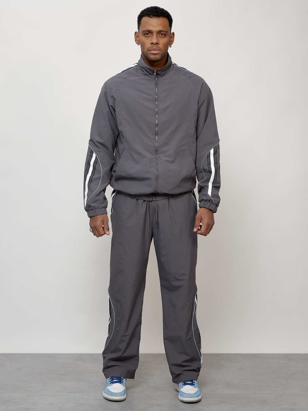 Спортивный костюм мужской модный серого цвета 15007Sr