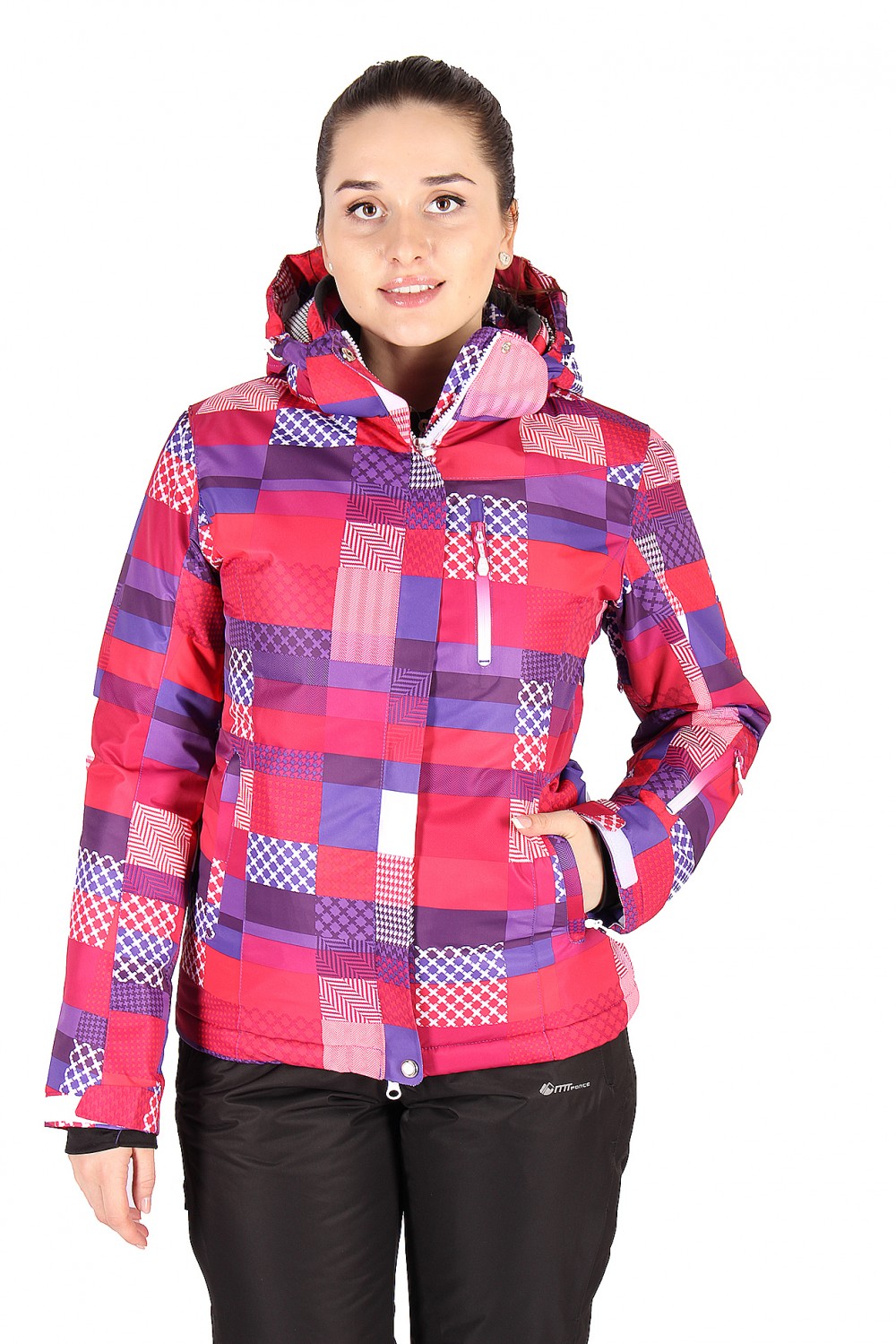 Купить оптом Куртка горнолыжная женская розового цвета 1784R