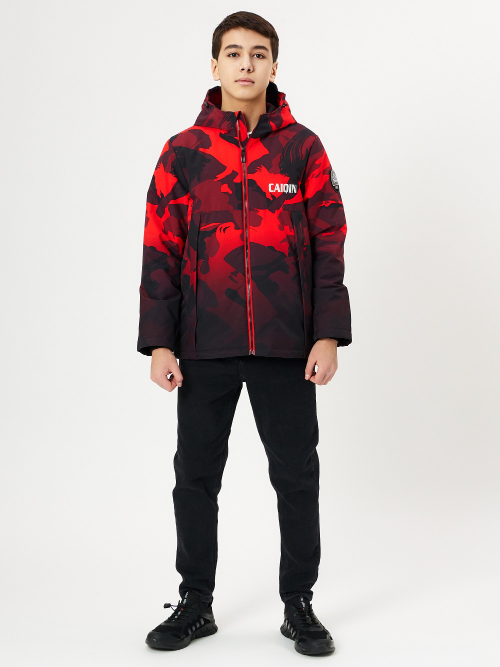 Купить оптом Куртка демисезонная для мальчика красного цвета 168Kr в Екатеринбурге
