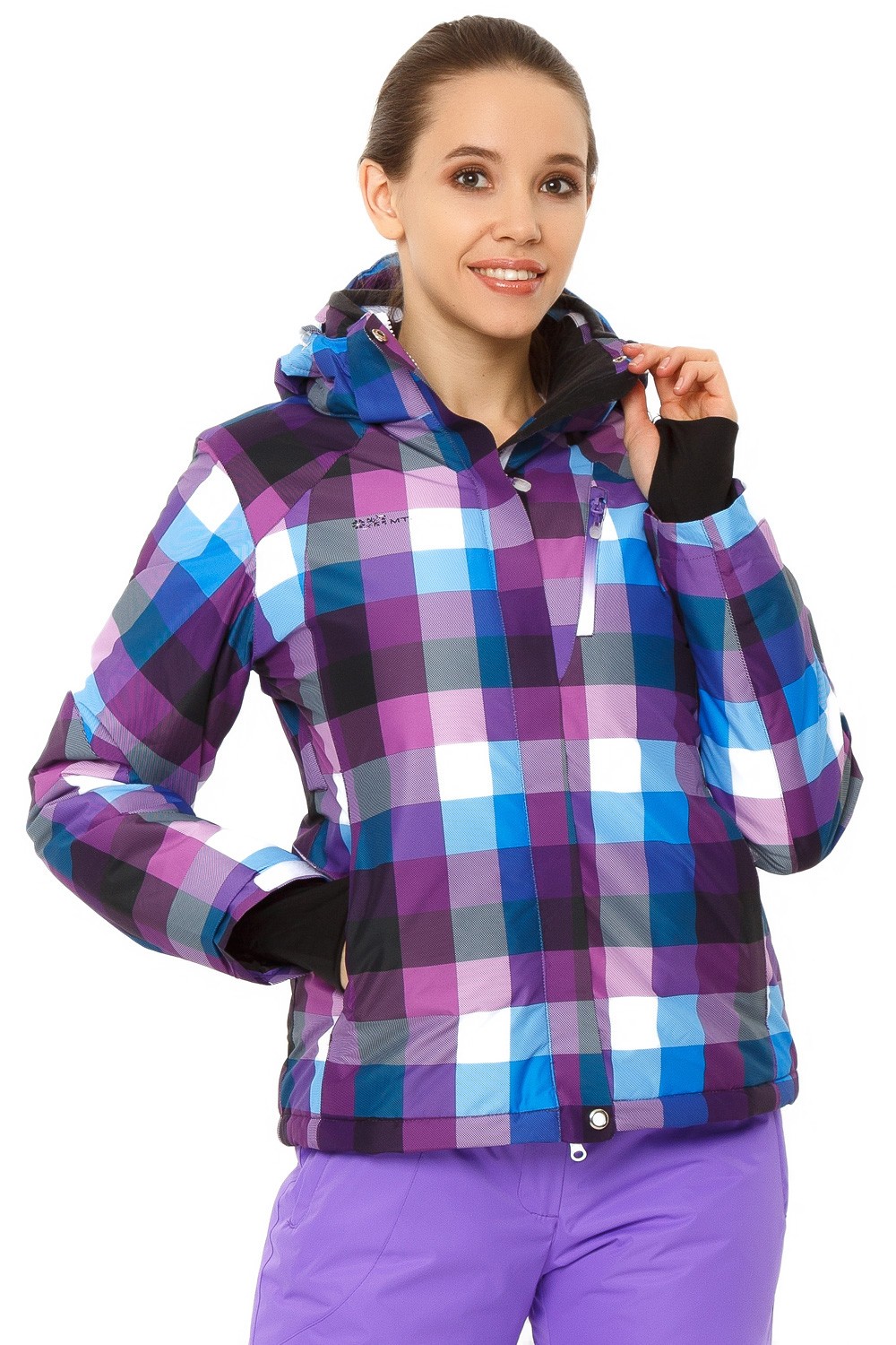 Купить оптом Куртка горнолыжная женская фиолетового цвета 1807F