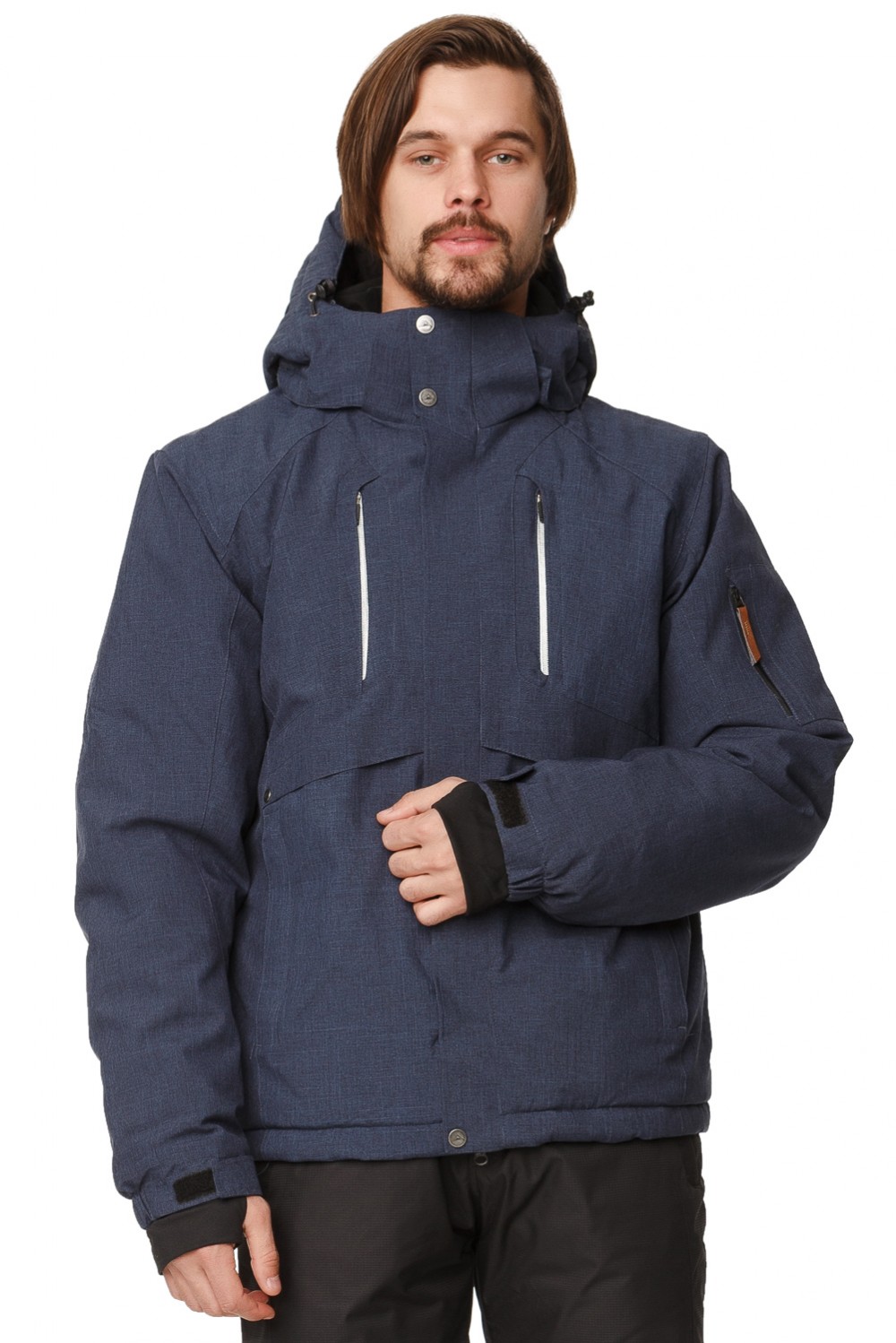 Купить оптом Куртка горнолыжная мужская темно-синего цвета 1768TS
