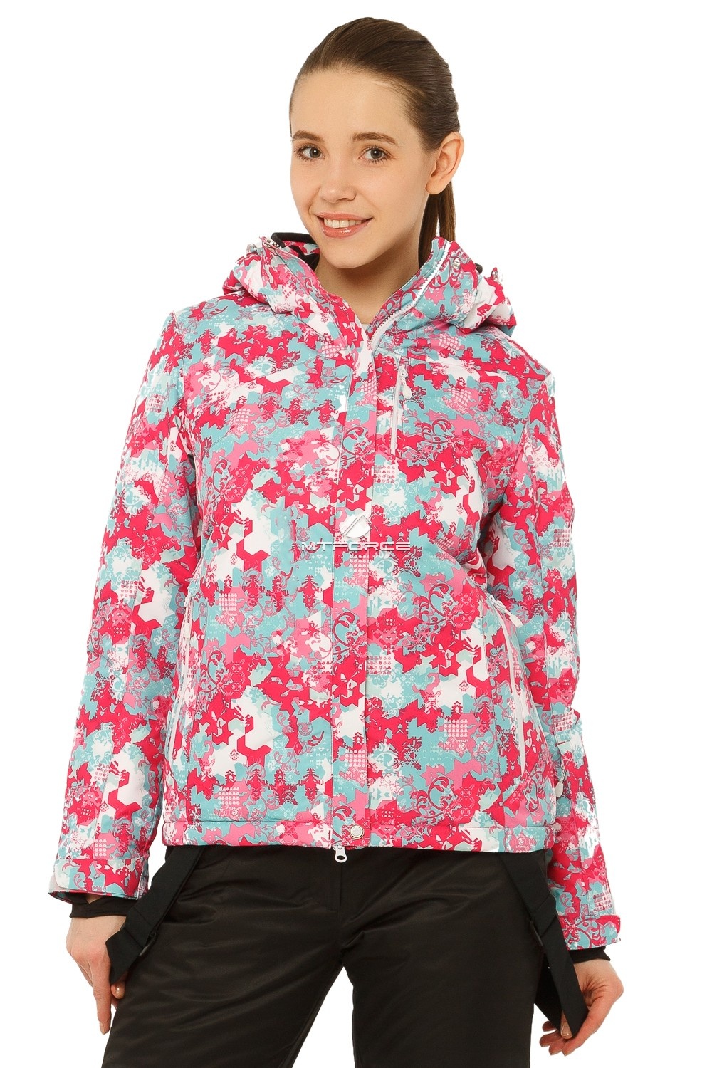 Купить оптом Куртка горнолыжная женская розового цвета 1787R
