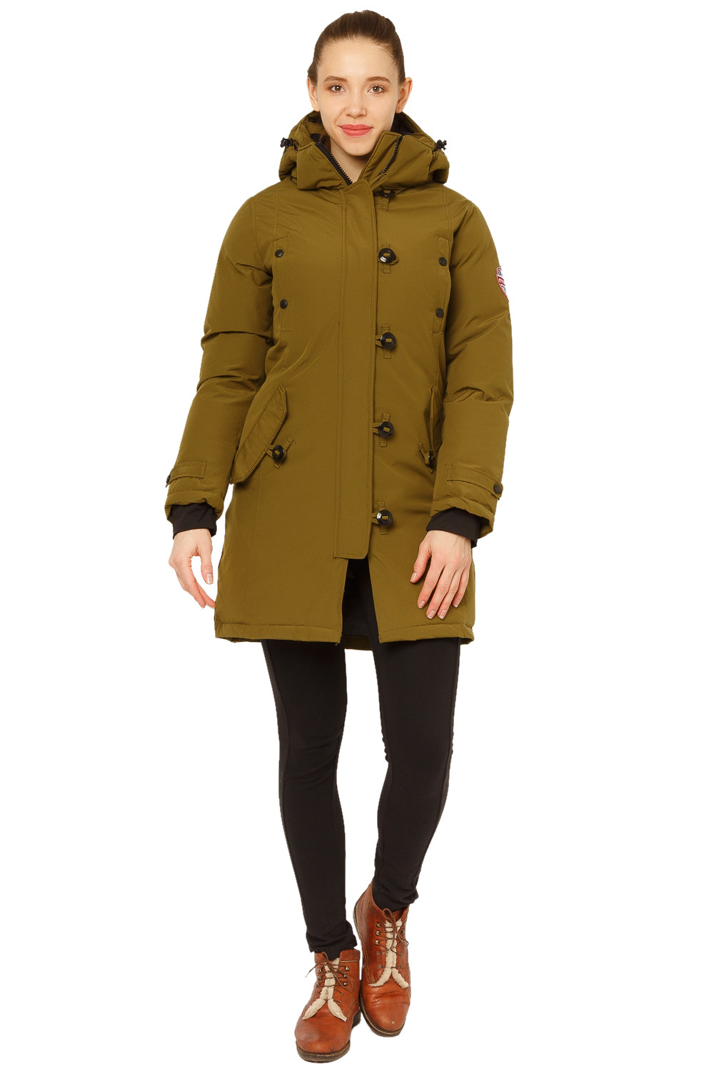 Купить оптом Куртка парка зимняя женская цвета хаки 1802Kh