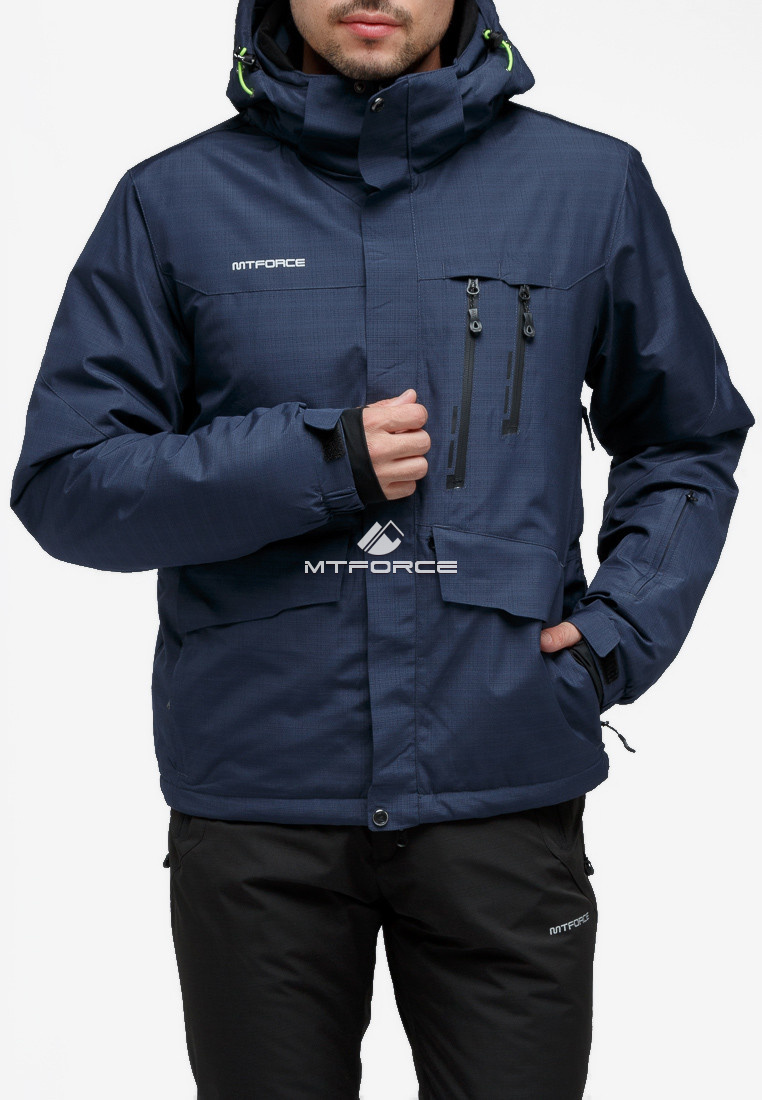 Купить оптом Куртка горнолыжная мужская темно-синего цвета 18122TS