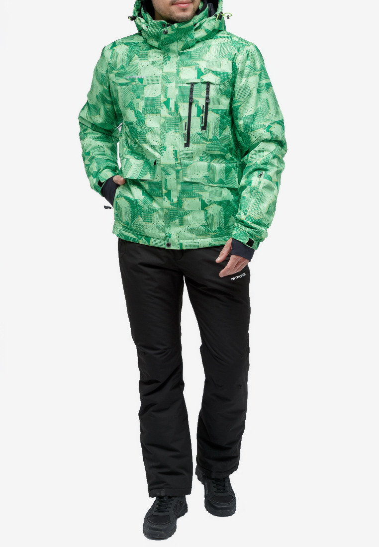 Купить оптом Костюм горнолыжный мужской зеленого цвета 018122-1Z