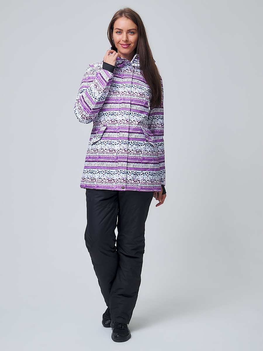 Купить оптом Женский зимний горнолыжный костюм фиолетового цвета 01937F в Казани