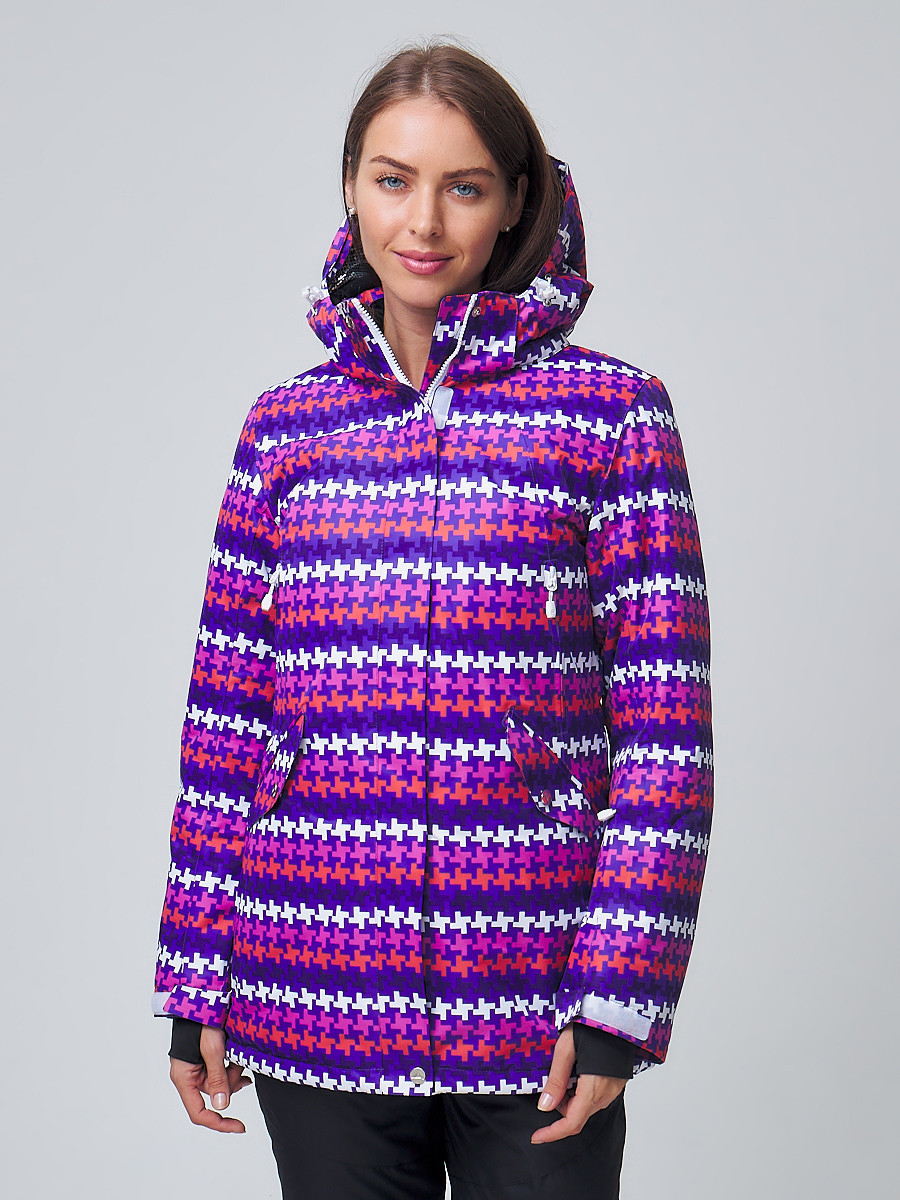 Купить оптом Женская зимняя горнолыжная куртка темно-фиолетового цвета 1937TF в Екатеринбурге