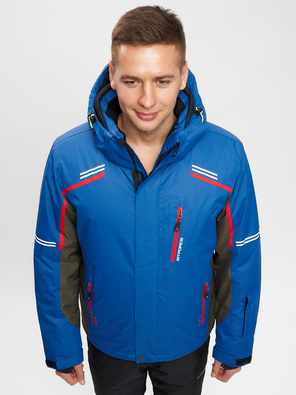 Купить оптом Мужская зимняя горнолыжная куртка MTFORCE синего цвета 1971-1S в Екатеринбурге