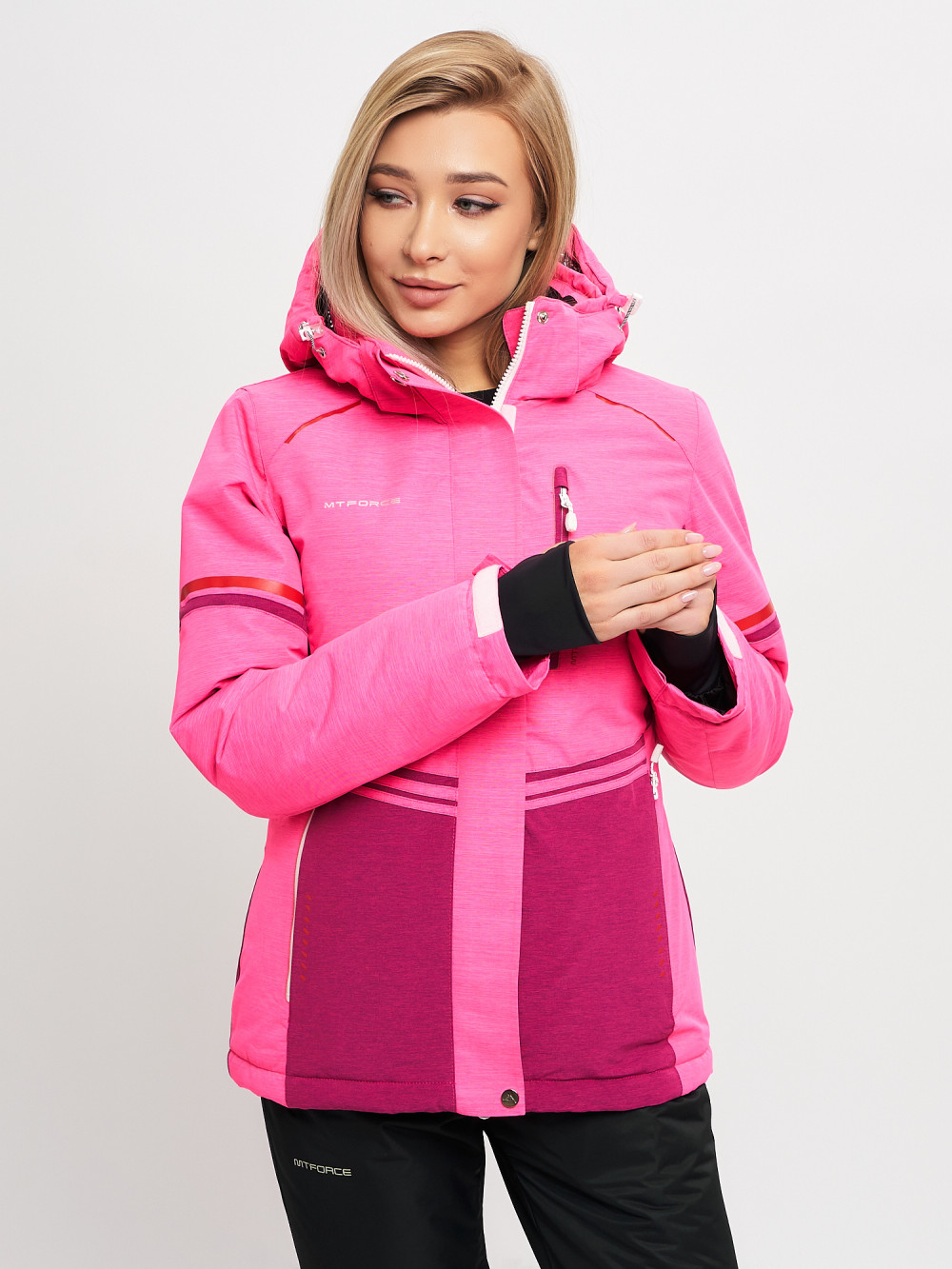 Купить оптом Горнолыжная куртка MTFORCE женская розового цвета 2153R в Екатеринбурге