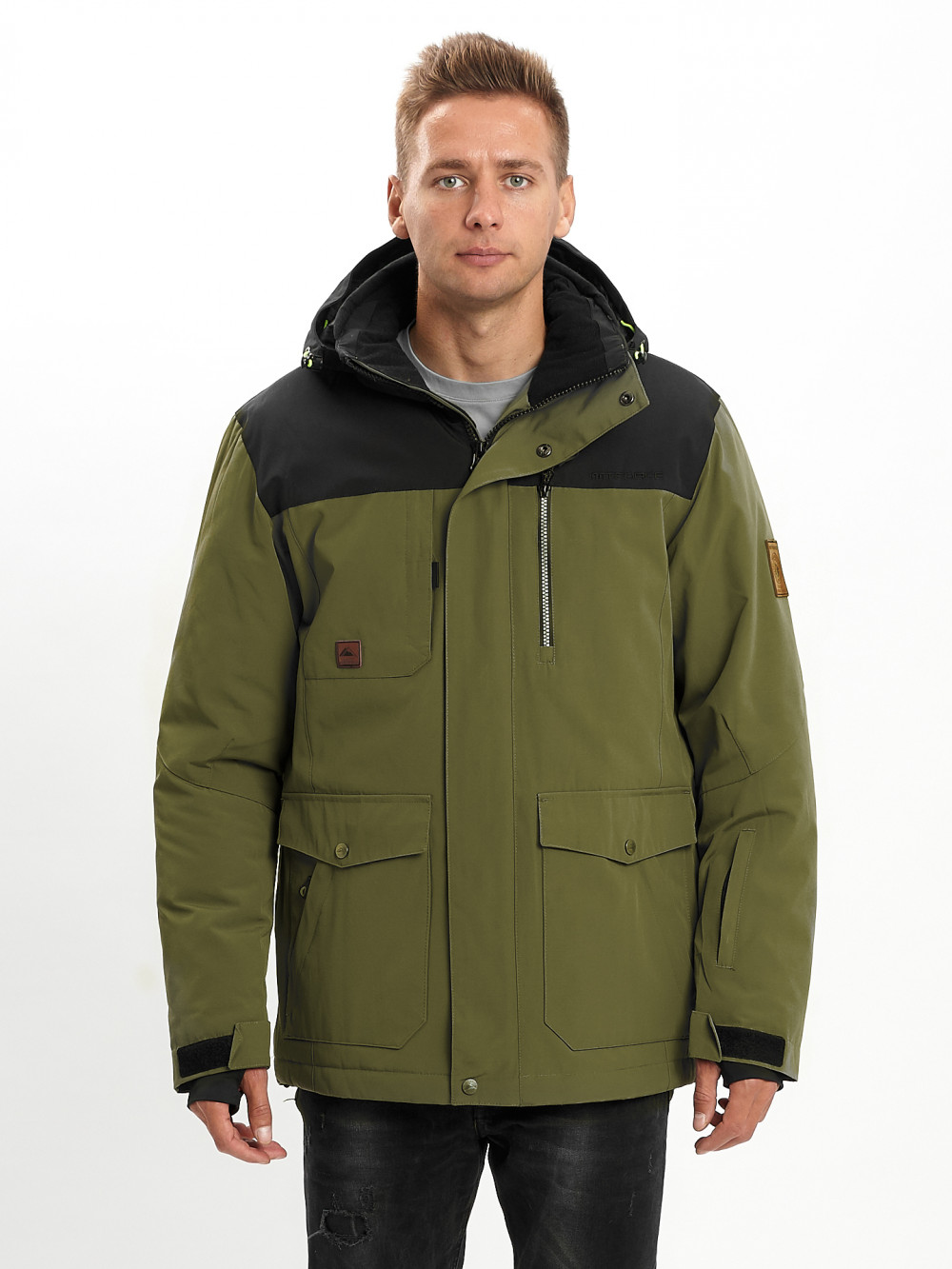 Купить оптом Молодежная зимняя куртка мужская хаки цвета 2155Kh в Казани