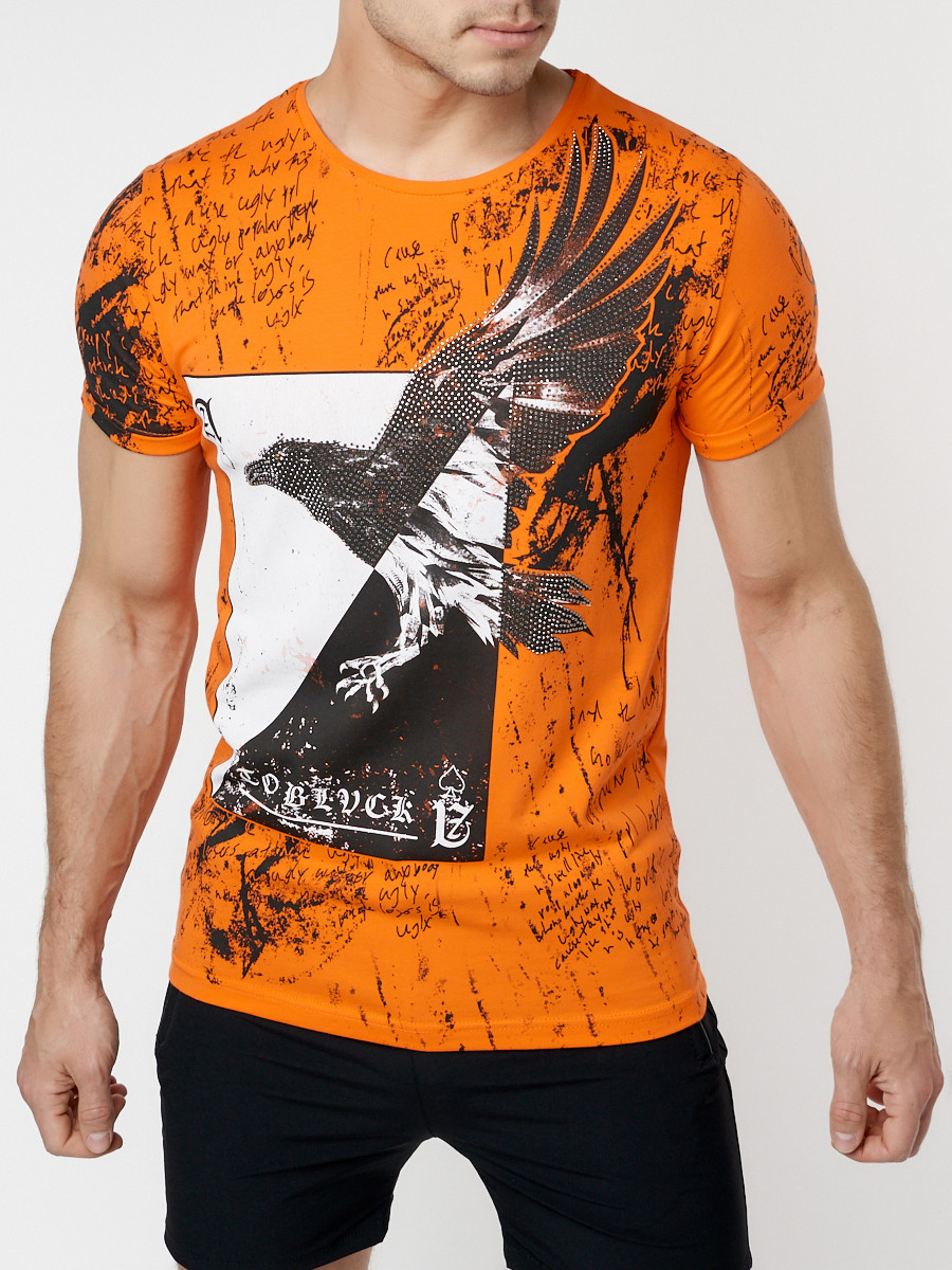 Купить оптом Подростковая футболка оранжевого цвета 220036O в Казани