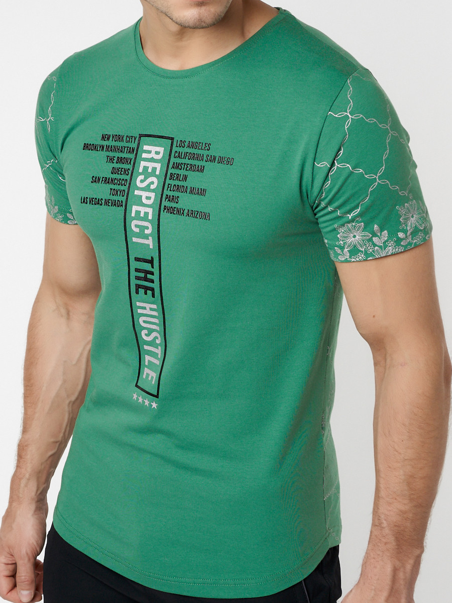Купить оптом Подростковая футболка зеленого цвета 220072Z в Екатеринбурге