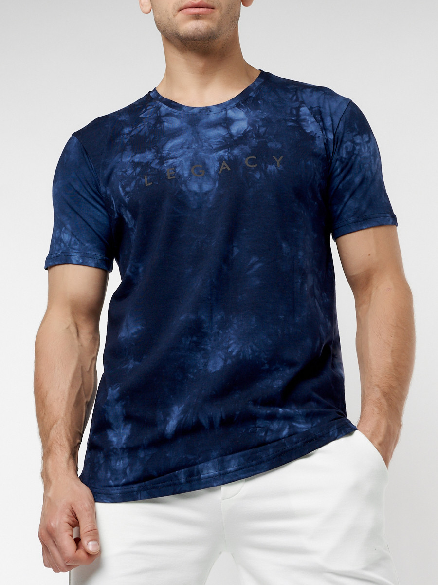 Купить оптом Мужская футболка варенка темно-синего цвета 221005TS в Казани