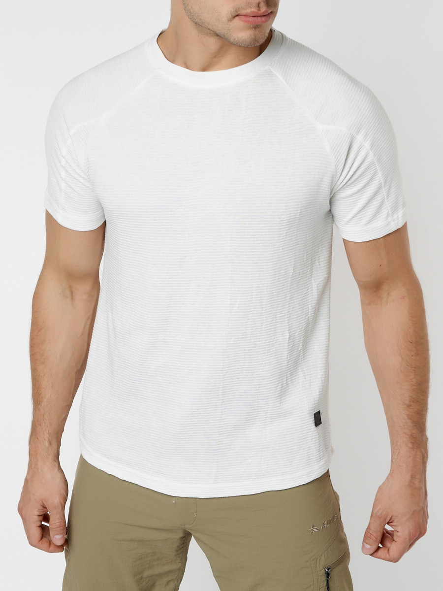 Купить оптом Однотонная футболка белого цвета 221028Bl в Екатеринбурге