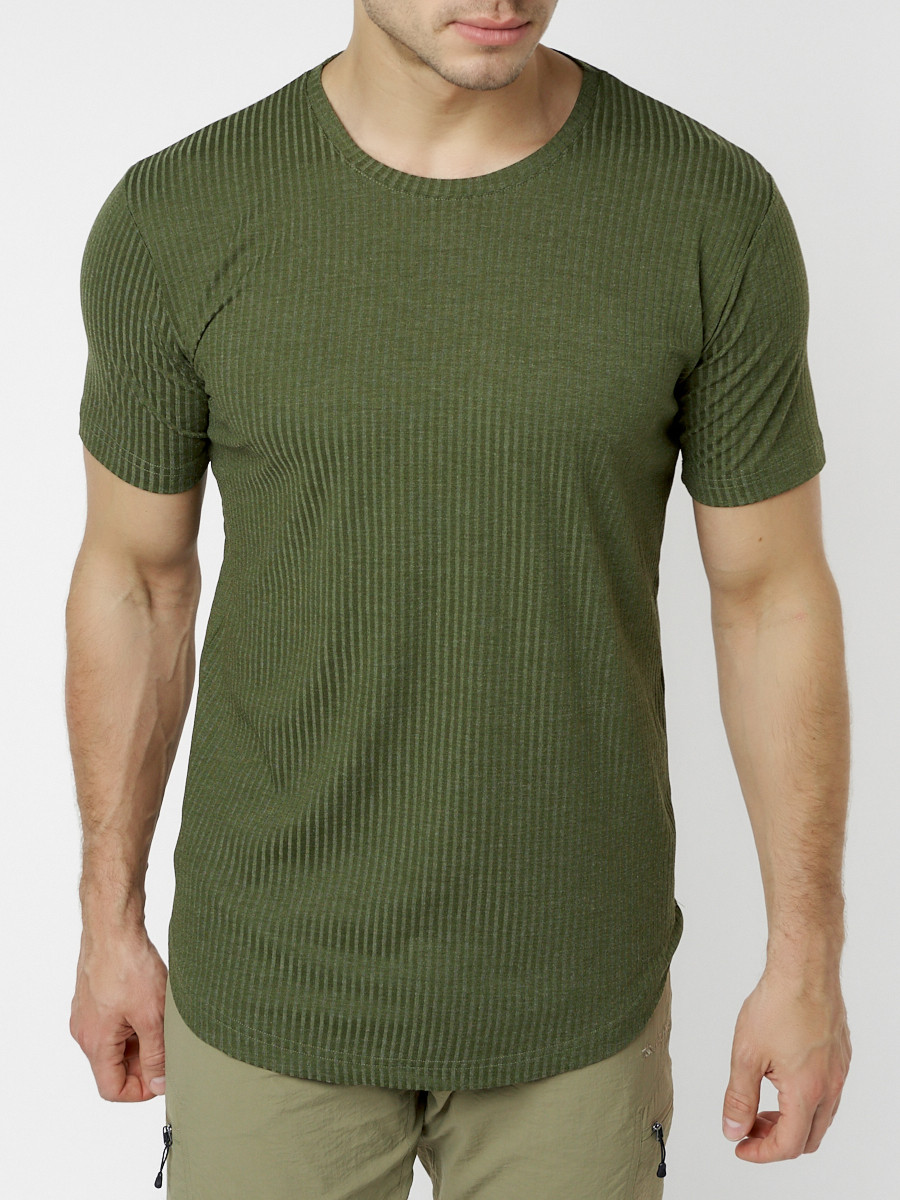 Купить оптом Мужская футболка однотонная хаки цвета 221487Kh в Екатеринбурге