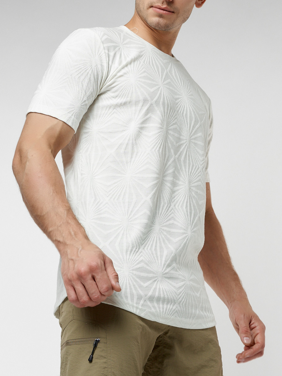 Купить оптом Мужская футболка однотонная белого цвета 221491Bl в Казани