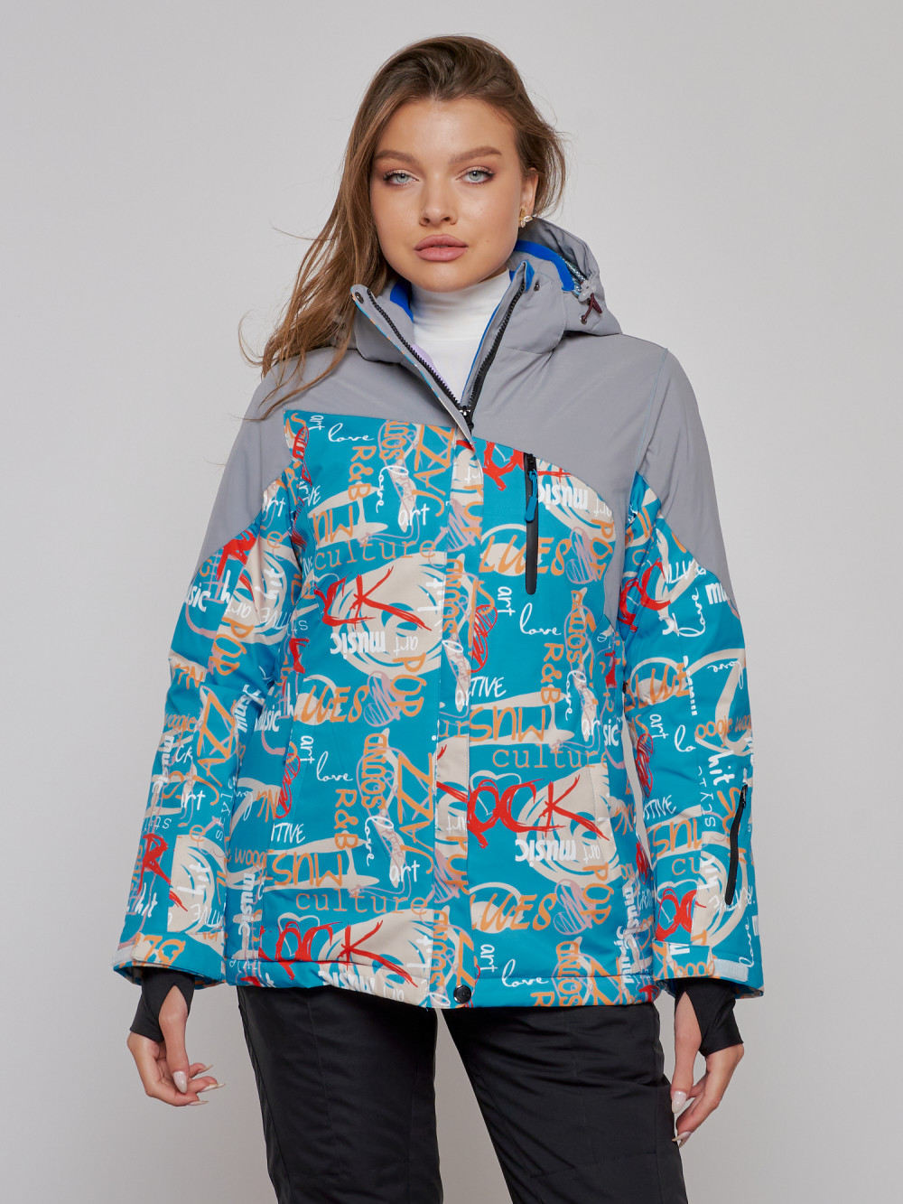 Купить оптом Горнолыжная куртка женская зимняя синего цвета 2252S в Екатеринбурге