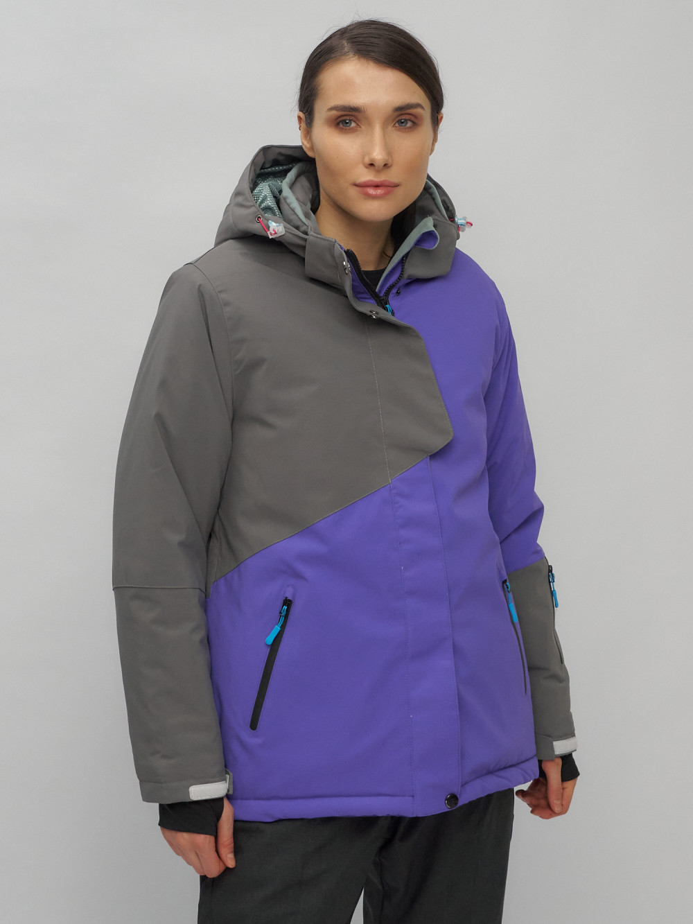Купить оптом Горнолыжная куртка женская зимняя большого размера фиолетового цвета 2278F в Екатеринбурге