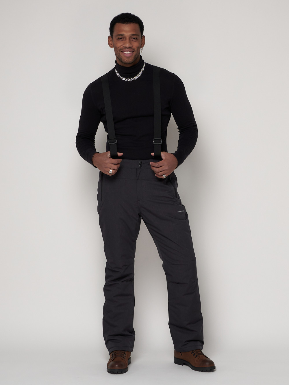 Купить оптом Полукомбинезон брюки горнолыжные мужские черного цвета 2284Ch в Екатеринбурге