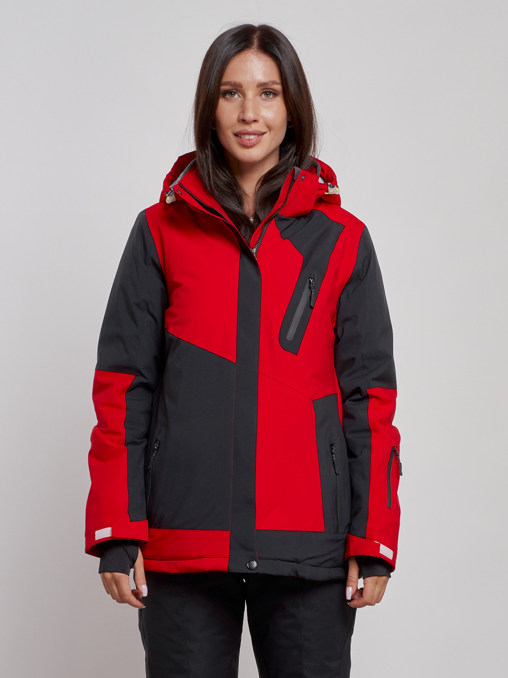 Купить оптом Горнолыжная куртка женская зимняя красного цвета 2306Kr в Екатеринбурге