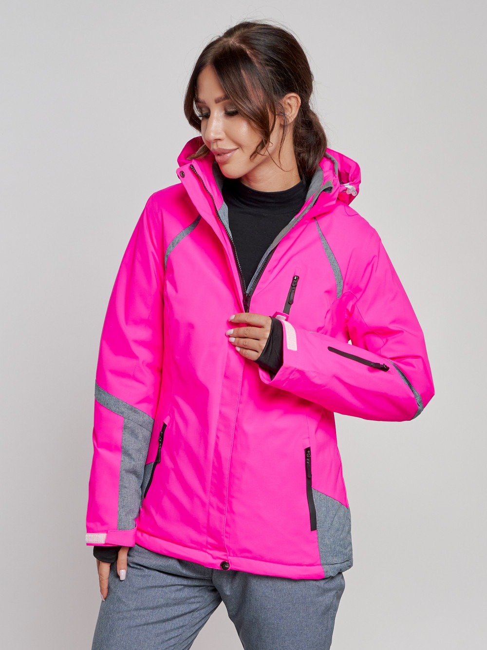 Купить оптом Горнолыжная куртка женская зимняя розового цвета 2316R в Екатеринбурге