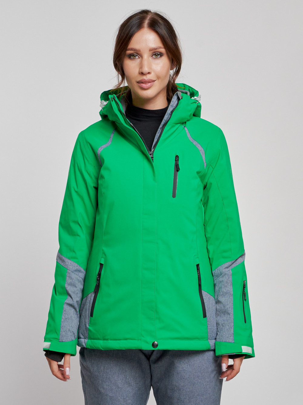 Купить оптом Горнолыжная куртка женская зимняя зеленого цвета 2316Z в Екатеринбурге