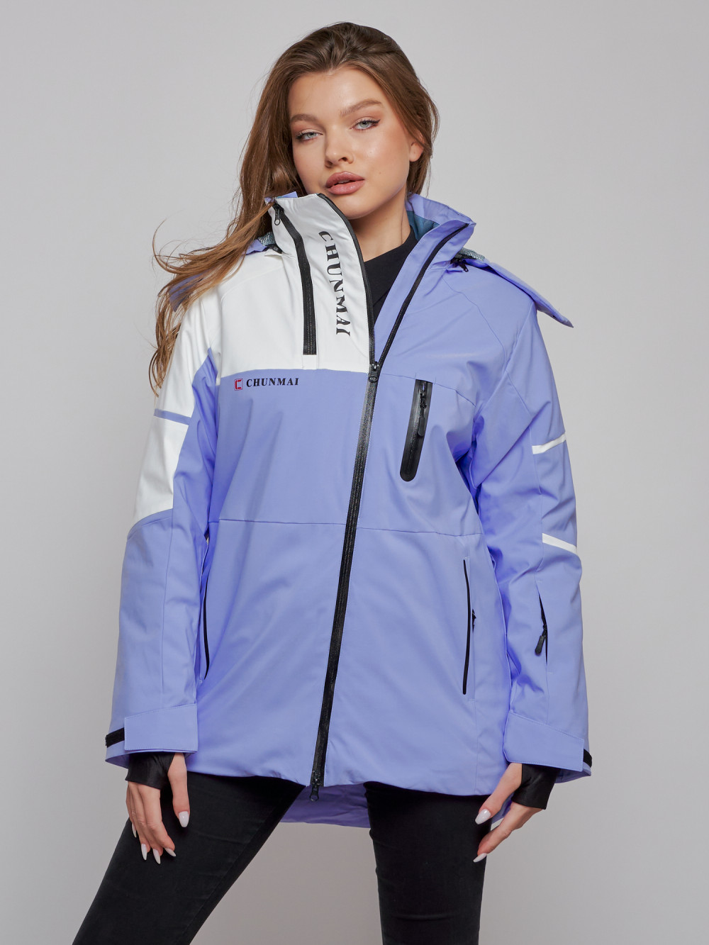 Купить оптом Горнолыжная куртка женская зимняя сиреневого цвета 2321Sn в Екатеринбурге
