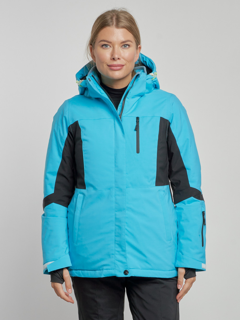 Купить оптом Горнолыжная куртка женская зимняя голубого цвета 3105Gl в Екатеринбурге