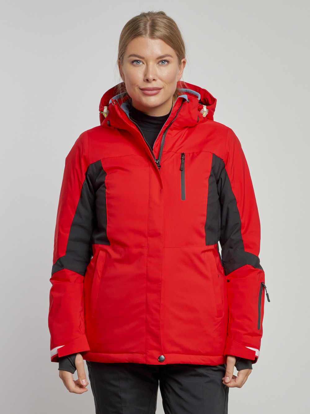 Купить оптом Горнолыжная куртка женская зимняя красного цвета 3105Kr в Екатеринбурге