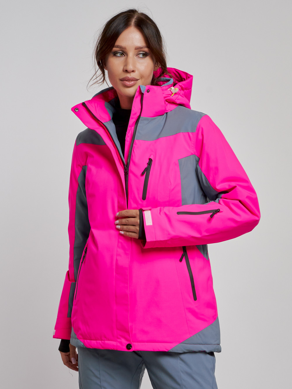 Купить оптом Горнолыжная куртка женская зимняя розового цвета 3310R в Екатеринбурге