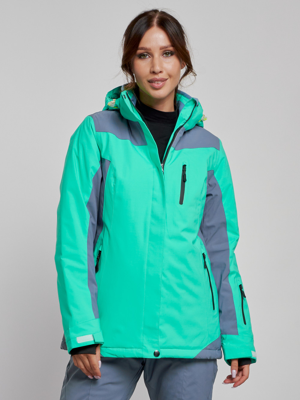 Купить оптом Горнолыжная куртка женская зимняя зеленого цвета 3310Z в Екатеринбурге