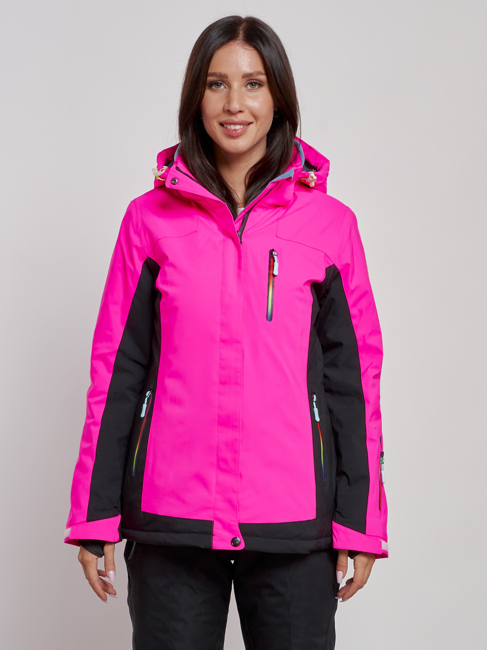 Купить оптом Горнолыжная куртка женская зимняя розового цвета 3327R в Екатеринбурге
