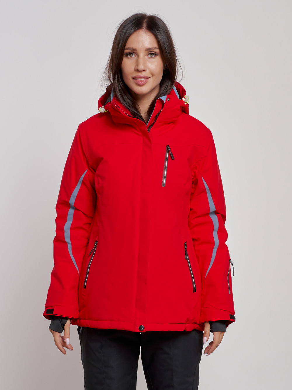 Купить оптом Горнолыжная куртка женская зимняя красного цвета 3350Kr в Екатеринбурге