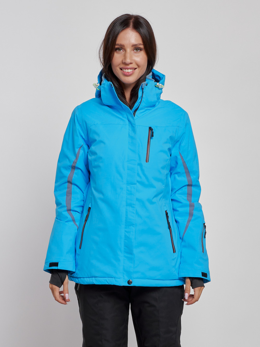 Купить оптом Горнолыжная куртка женская зимняя синего цвета 3350S в Екатеринбурге
