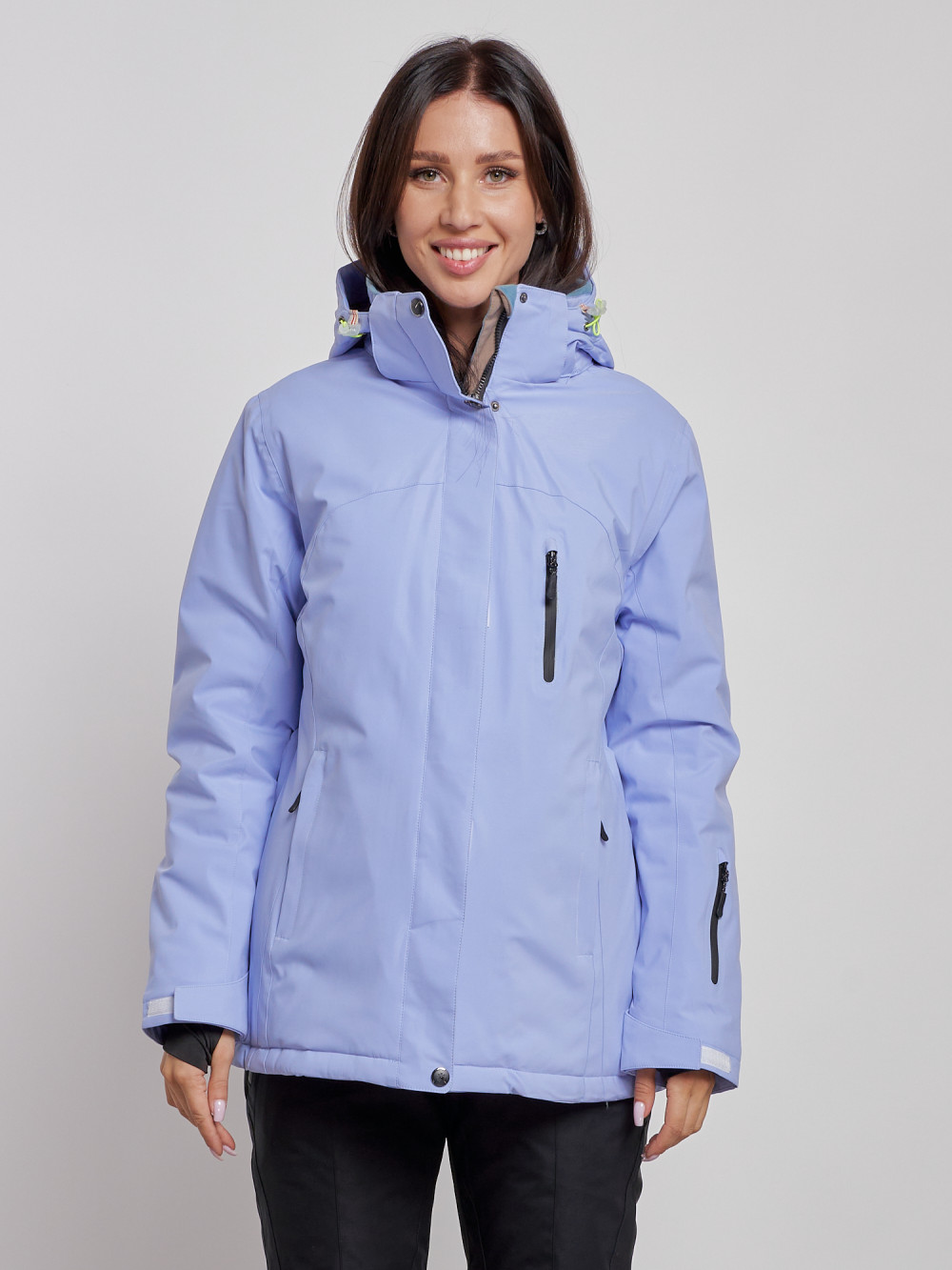 Купить оптом Горнолыжная куртка женская зимняя большого размера фиолетового цвета 3507F в Екатеринбурге