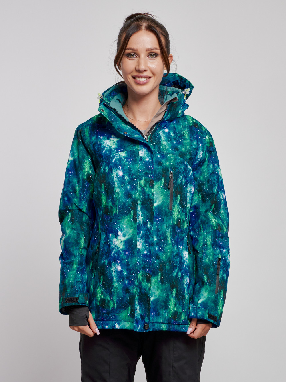 Купить оптом Горнолыжная куртка женская зимняя большого размера синего цвета 3517S в Екатеринбурге