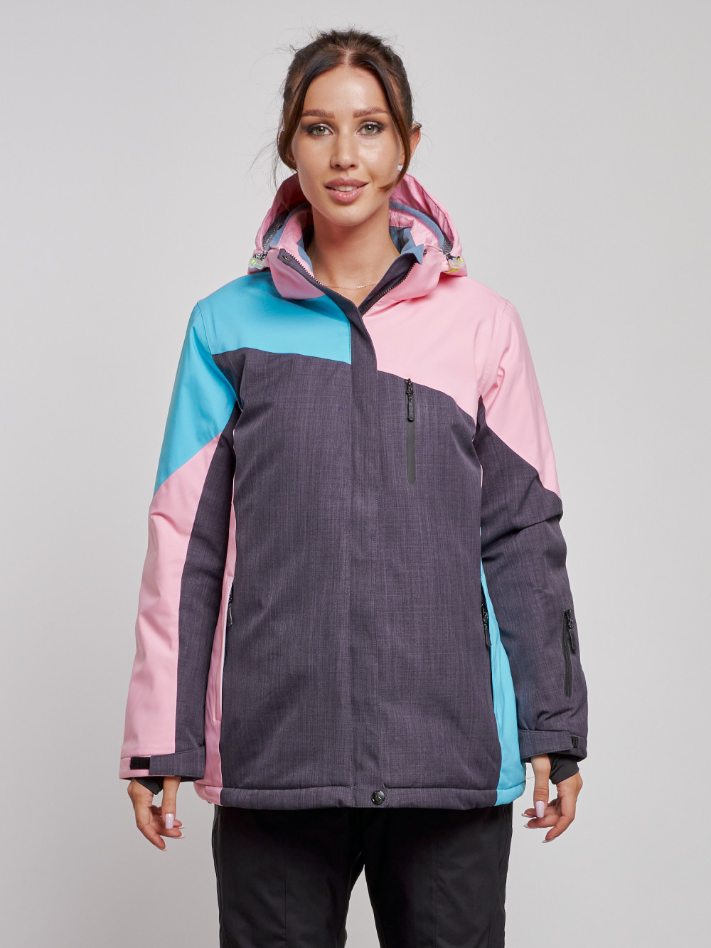 Купить оптом Горнолыжная куртка женская зимняя большого размера розового цвета 3963R в Екатеринбурге