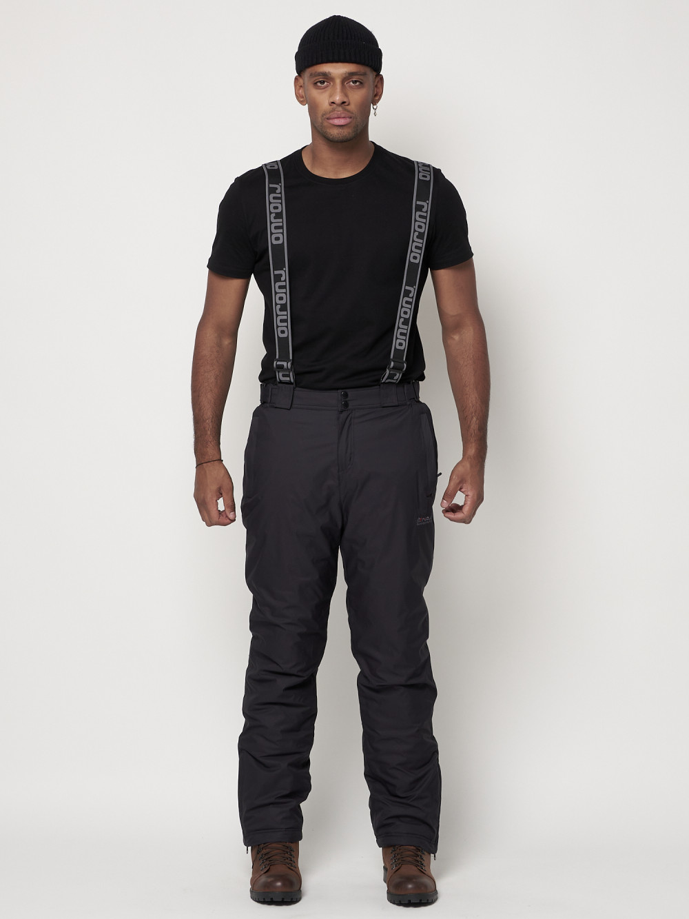 Купить оптом Полукомбинезон брюки горнолыжные мужские темно-серого цвета 662123TC в Казани