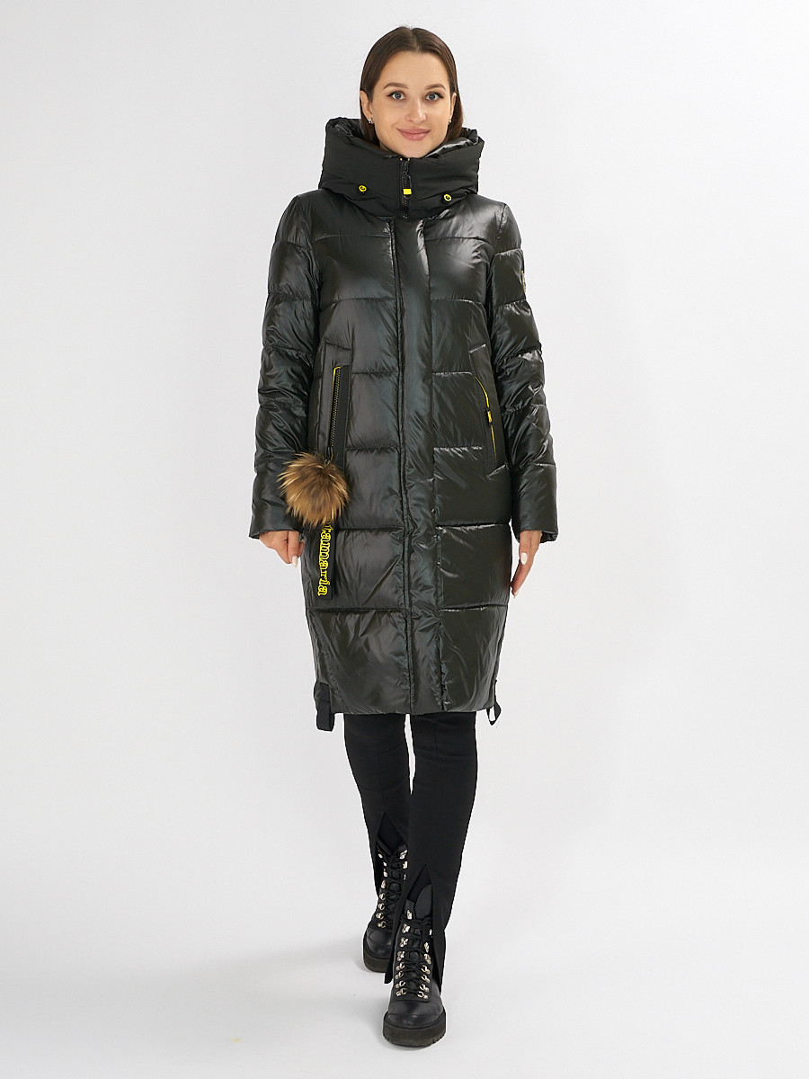 Купить оптом Куртка зимняя темно-зеленого цвета 72168TZ в Казани
